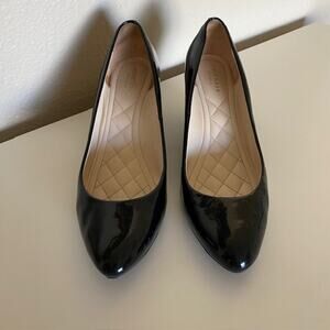 Cole Haan Luxe Black Patent Leather Wedge 2.5" Heels Women's 9.5M‎